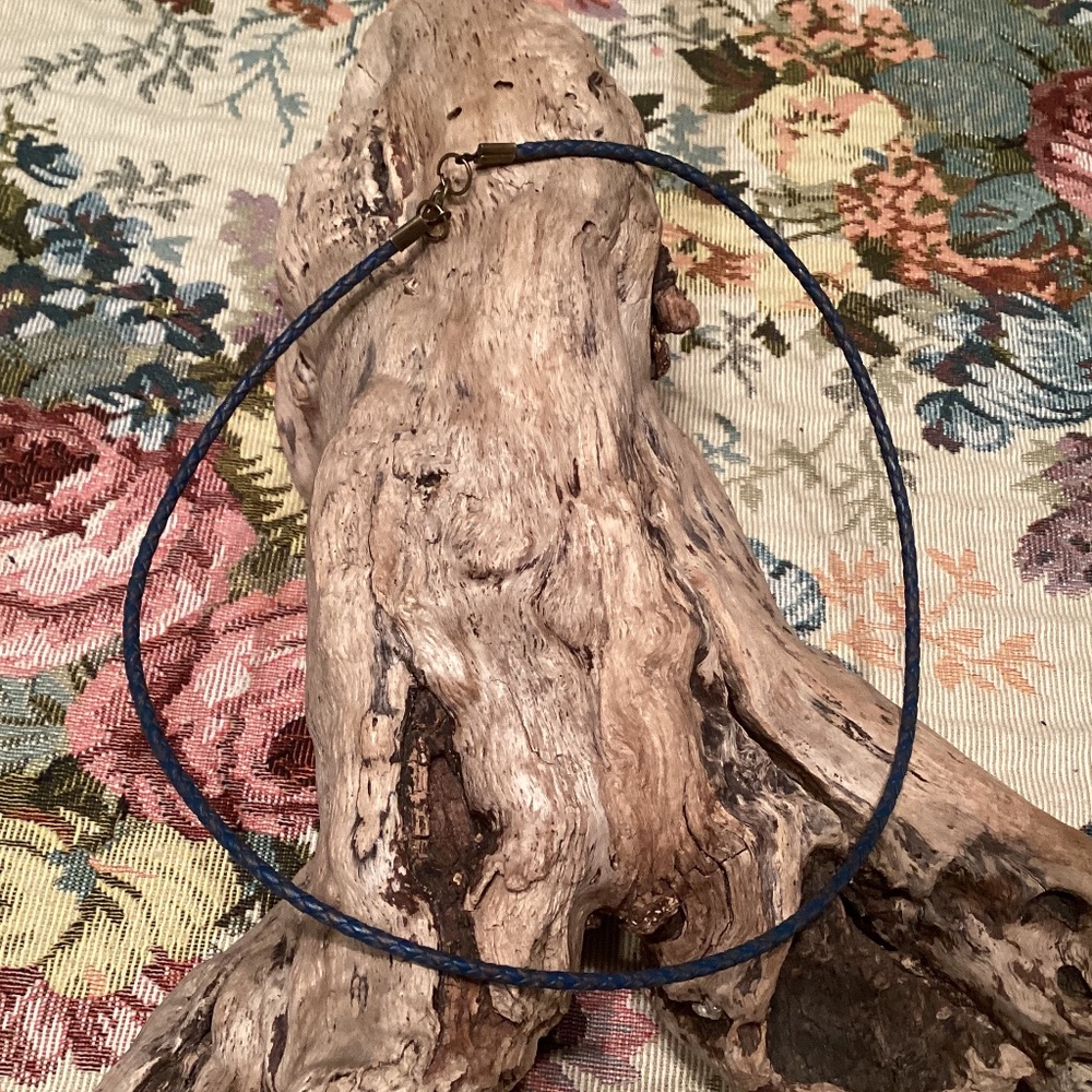 Braided Blue/Brown Leather Cord Necklace 20”